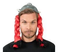 Chaks - Elmo di Obelix con trecce rosse, accessorio per costume | Accessorio ufficiale di Asterix, elmo in lattice con trecce rosse per adulti, Carnevale e Comic Con