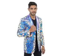 Chaks - Giacca da festival da uomo, giacca scintillante con design a mosaico, outfit appariscente per feste di carnevale ed eventi