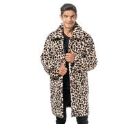 Chaks - Giacca o cappotto in pelliccia per adulti, giacca corta in peluche con motivo leopardato, per carnevale, festival, feste
