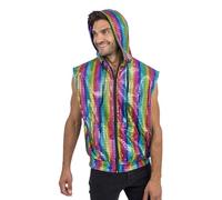 Chaks - Gilet con cappuccio, motivo glitterato e cerniera