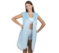 Chaks - gilet morbido in pelliccia sintetica da donna, lungo e senza maniche, accessorio di abbigliamento per festival, carnevale, discoteca e feste a tema