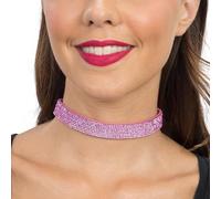 Chaks - Girocollo con strass da donna, collana regolabile con strass, collana larga come accessorio per feste, festival e carnevale