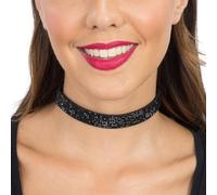 Chaks - Girocollo con strass da donna, collana regolabile con strass, collana larga come accessorio per feste, festival e carnevale