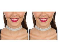 Chaks - Girocollo con strass da donna, collana regolabile con strass, collana larga come accessorio per feste, festival e carnevale (Confezione da 2)