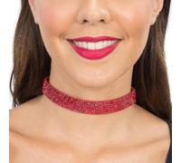 Chaks - Girocollo con strass da donna, collana regolabile con strass, collana larga come accessorio per feste, festival e carnevale