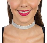 Chaks - Girocollo con strass da donna, collana scintillante regolabile