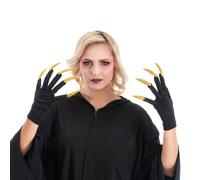 Chaks - Guanti con unghie glitterate, 1 paio, Halloween | Accessorio per costumi da streghe e vampiri, unghie lunghe glitterate, Halloween e Carnevale
