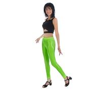 Chaks - Leggings lucidi da donna, a vita alta, per festival e carnevale | Look anni '80 per feste a tema e yoga, leggings da donna lucidi con vita alta