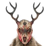 Chaks - Maschera da cervo insanguinata in schiuma con corna, maschera horror da animale, accessori per costumi di Halloween e Carnevale