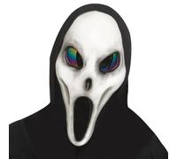 Chaks - Maschera da fantasma con occhi arcobaleno, maschera spaventosa in plastica, accessori per costumi di Halloween e Carnevale