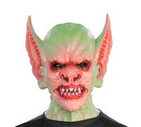 Chaks - Maschera da goblin in schiuma, maschera integrale verde con dettagli rossi, accessori per costumi di Halloween e carnevale