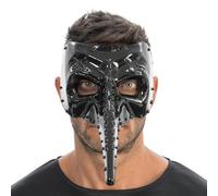 Chaks - Maschera da medico della peste in nero, maschera a becco, Medioevo, accessori per costumi horror per Halloween e Carnevale