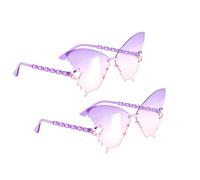 Chaks - Occhiali a farfalla, set da 2, occhiali da festa da donna con lenti colorate, accessorio di costume per feste e festival