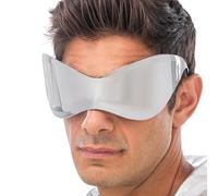 Chaks - Occhiali Alien argento, lenti specchiate con design spaziale, accessorio futuristico per carnevale e festival