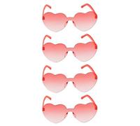 Chaks - Occhiali da sole a cuore, 4 pezzi, occhiali da festa retrò con sfumature di colore, occhiali hippie per festival e feste a tema