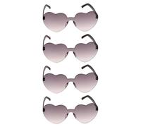 Chaks - Occhiali da sole a cuore, 4 pezzi, occhiali da festa retrò con sfumature di colore, occhiali hippie per festival e feste a tema