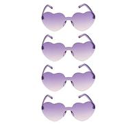 Chaks - Occhiali da sole a cuore, 4 pezzi, occhiali da festa retrò con sfumature di colore, occhiali hippie per festival e feste a tema