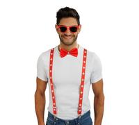 Chaks - Pacchetto per fan, set di costumi con bretelle, papillon e occhiali