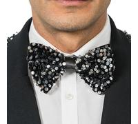 Chaks - Papillon con paillettes, accessorio glitterato per Capodanno | Papillon già annodato come accessorio per costumi, addio al celibato, discoteca e feste a tema, design luccicante