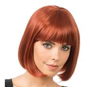 Chaks - Parrucca Bob capelli corti, acconciatura in capelli sintetici, 30 cm lisci con frange per carnevale, cosplay o festival