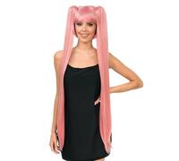 Chaks - Parrucca Cosplay con frange, due lunghe trecce, 99 cm, parrucca di capelli lunghi per carnevale, festival