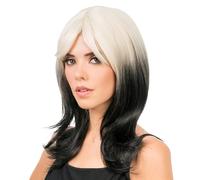 Chaks - Parrucca con frange, lunga 48 cm, capelli bicolore, parrucca per capelli lunghi da donna, cosplay, carnevale, festival