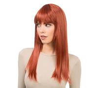 Chaks - Parrucca da donna 58 cm, capelli sintetici lisci con frangia
