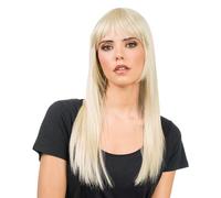 Chaks - Parrucca da donna 58 cm, capelli sintetici lisci con frangia