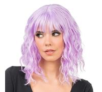 Chaks - Parrucca da donna a caschetto con frangia, mossa, 35 cm per cosplay