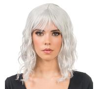 Chaks - Parrucca da donna a caschetto con frangia, mossa, 35 cm per cosplay