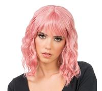 Chaks - Parrucca da donna a caschetto con frangia, mossa, 35 cm per cosplay