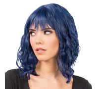 Chaks - Parrucca da donna a caschetto con frangia, mossa, 35 cm per cosplay