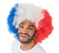 Chaks - Parrucca da tifoso Francia XXL, parrucca riccia blu-bianco-rossa, voluminosa capigliatura riccia per Mondiali, Europei e proiezioni pubbliche
