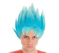 Chaks - Parrucca di Goku Super Saiyan Dio per bambini, anime | Accessori ufficiali Dragon Ball, parrucca blu in stile Super Saiyan God, accessorio per costume anime