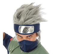 Chaks - Parrucca di Kakashi Hatake, accessorio per costume anime | Costume ufficiale di Naruto, parrucca grigio-argento in stile ninja per Carnevale, cosplay e Comic Con