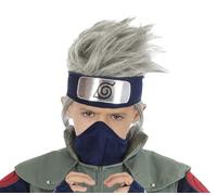 Chaks - Parrucca di Kakashi Hatake per ragazzi, accessorio costume, anime | Costume ufficiale di Naruto, parrucca anime grigio-argento in stile ninja per Carnevale, cosplay e Comic Con