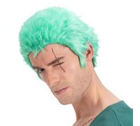 Chaks - Parrucca di Zoro, accessorio per costume anime | Costume ufficiale di One Piece, parrucca cosplay anime con capelli corti verdi per il Carnevale e il Comic Con