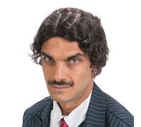 Chaks - Parrucca Gomez Addams, parrucca ufficiale Mercoledì con capelli corti e ondulati, nera, capelli sintetici, accessorio per costumi