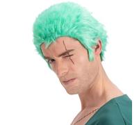 Chaks One Piece Parrucca Pirata Roronoa Zoro Verde per Uomo Costume Costume Carnevale Cosplay Parrucca Licenza