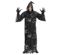 Chaks - Set costume “Macellatore di anime”, travestimento horror | Set costume da 3 pezzi con mantello, cappuccio e guanti, travestimento cupo per Halloween e Carnevale