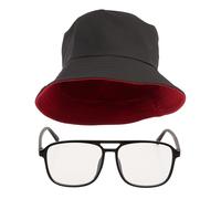Chaks - Set di costumi da rapper, cappello reversibile, nero o rosso, incl. occhiali, accessori, cappello da pescatore per carnevale, festival