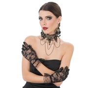 Chaks - Set di gioielli da donna 3 pezzi, collana, orecchini e guanti, accessori per costumi di Halloween e Carnevale
