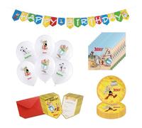 Chaks - Set ufficiale Asterix per bambini, piatti, tovaglioli, palloncini, inviti e ghirlanda, decorazioni per compleanni a tema fumetti