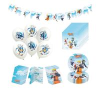 Chaks - Set ufficiale per feste Naruto per bambini, piatti, tovaglioli, palloncini, inviti e ghirlande, decorazioni anime per compleanni