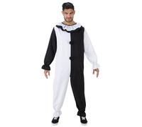 Chaks - Tuta Art the Clown, outfit ufficiale Terrifier, look horror bianco e nero, tuta costume per Halloween e Carnevale