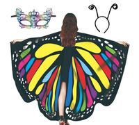 Châle Ailes de Papillon - Écharpe Légère Fantaisie | Cape Costume Papillons Colorée Voile Doux Confortable | Châles Papillones - Accessoire Déguisement Festival Danse Spectacle