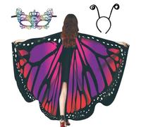 Châle Ailes de Papillon - Écharpe Légère Fantaisie | Cape Costume Papillons Colorée Voile Doux Confortable | Châles Papillones - Accessoire Déguisement Festival Danse Spectacle