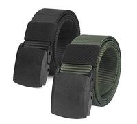 Chalier 2 cinture unisex in nylon per uomo e donna, cintura in tessuto regolabile, lunghezza 130 cm, larghezza circa 3,8 cm, con fibbia in plastica, Nero e verde militare., Taglia unica