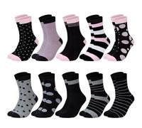 Chalier Cozy 10 Paia di Calzini in Cotone Multicolori da Donna con Righe, Pois e Cuori - Stile Classico e alla Moda, Regalo Perfetto per le Donne, Taglia Unica(Colore misto 1)