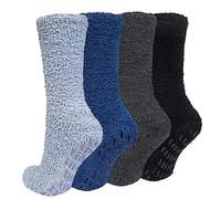 Chalier Cozy 4 Paia Calze Uomo Morbidi e Comodi Calzini Termiche e Calzini da Letto Pantofola da Casa Regali per Uomo Donna Taglia unica Blu